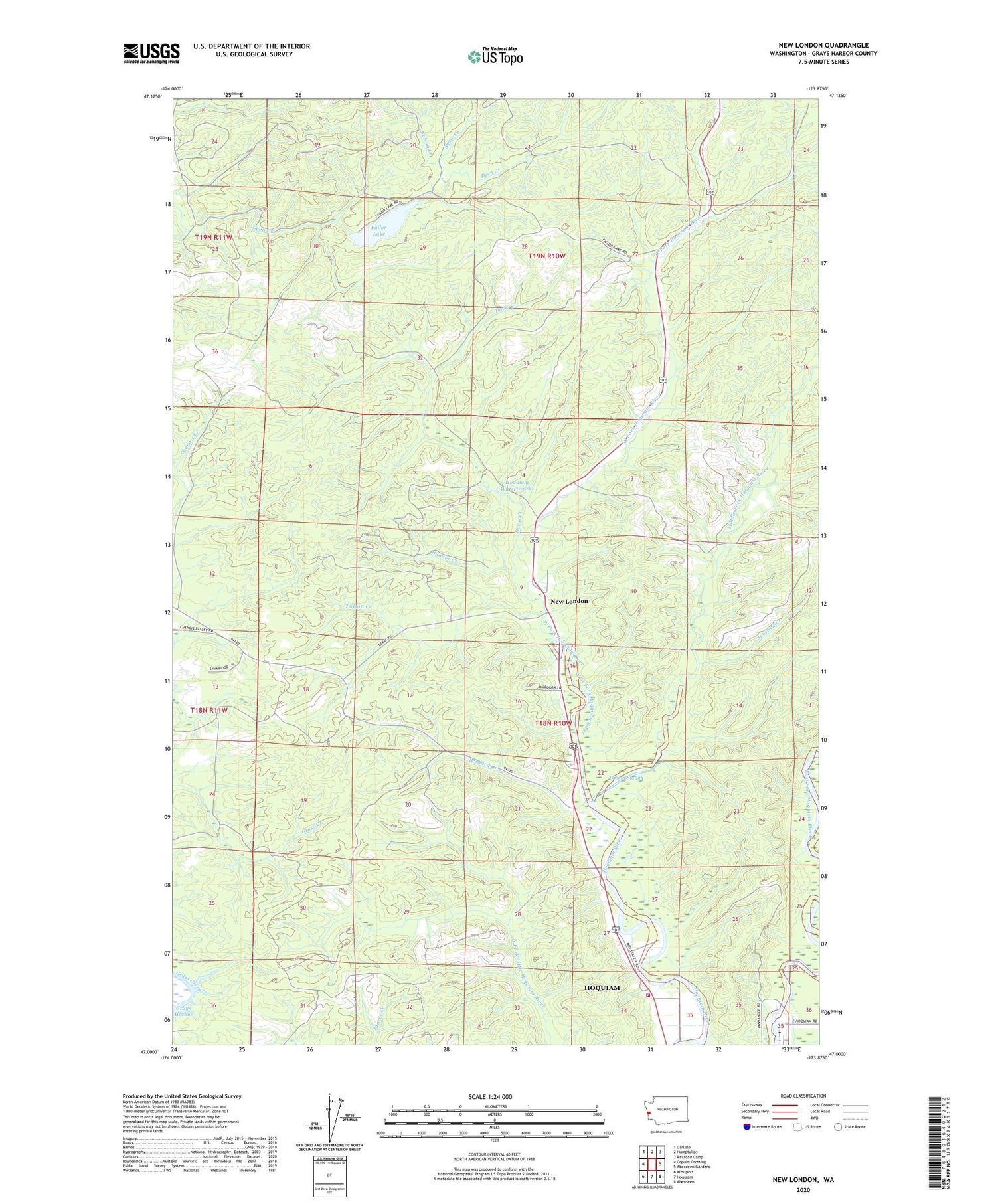 New London Washington US Topo Map Image