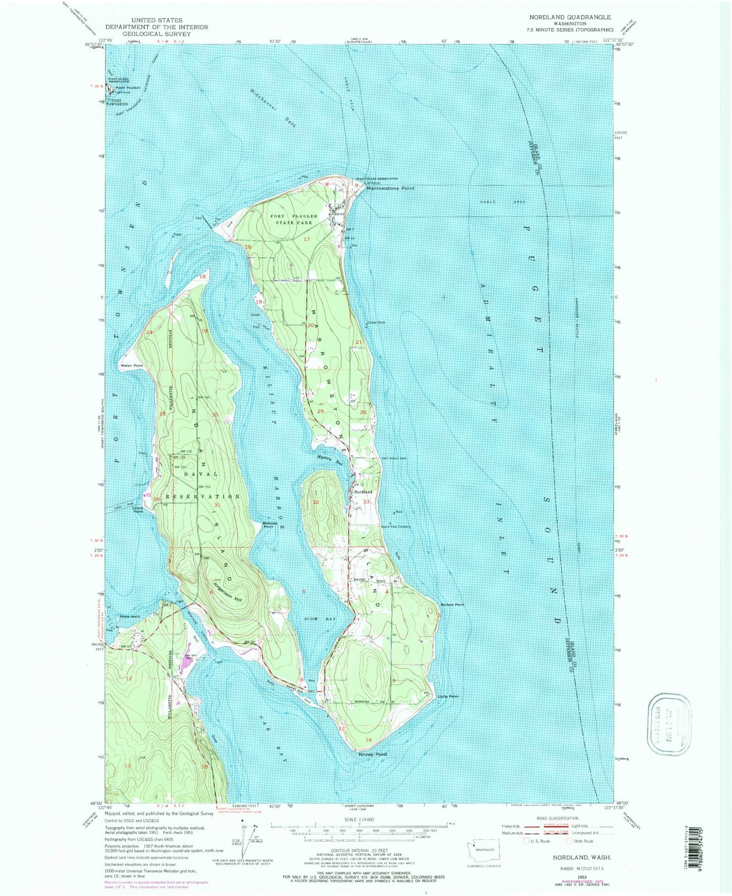 Classic USGS Nordland Washington 7.5'x7.5' Topo Map Image