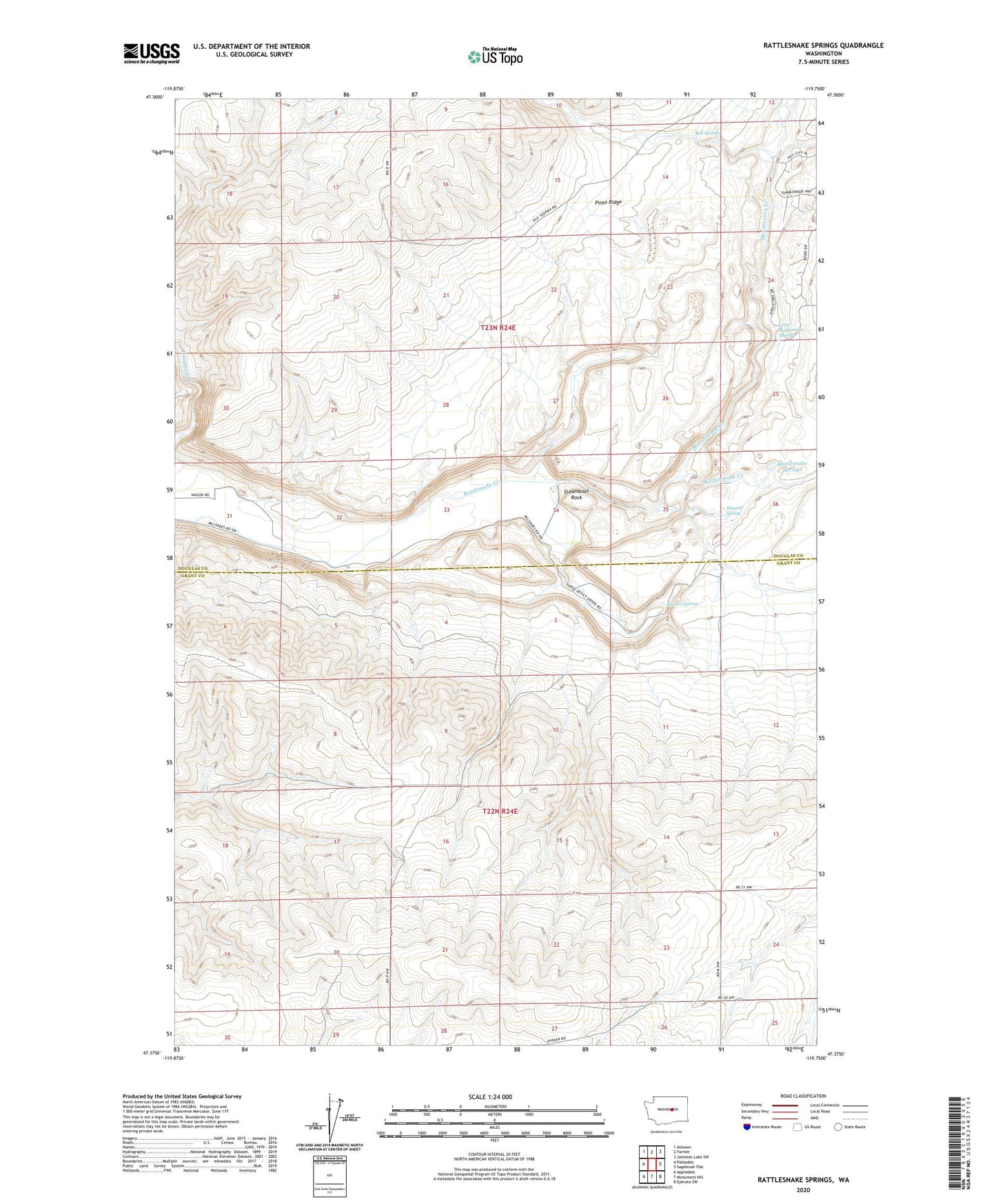Rattlesnake Springs Washington US Topo Map Image