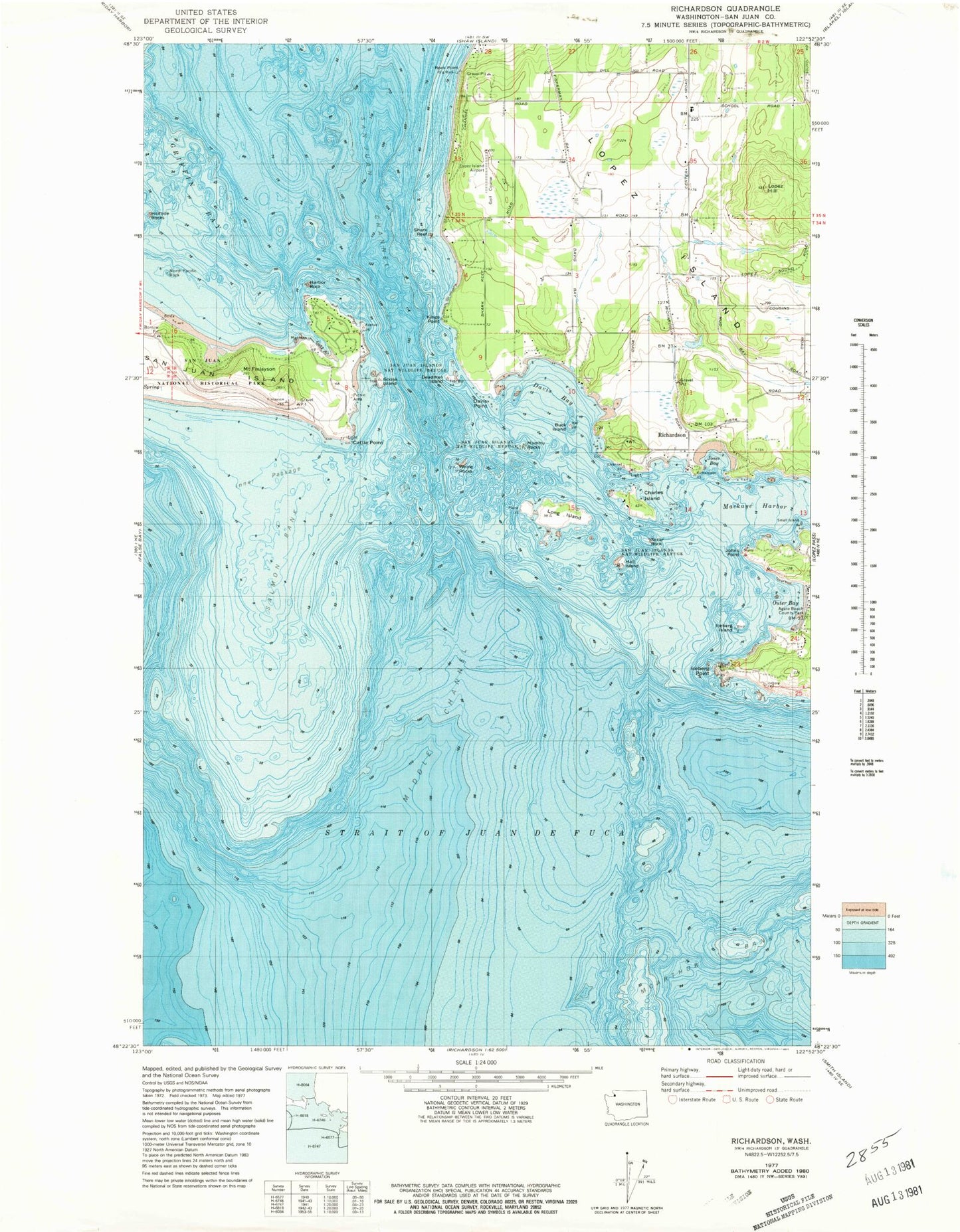 Classic USGS Richardson Washington 7.5'x7.5' Topo Map Image