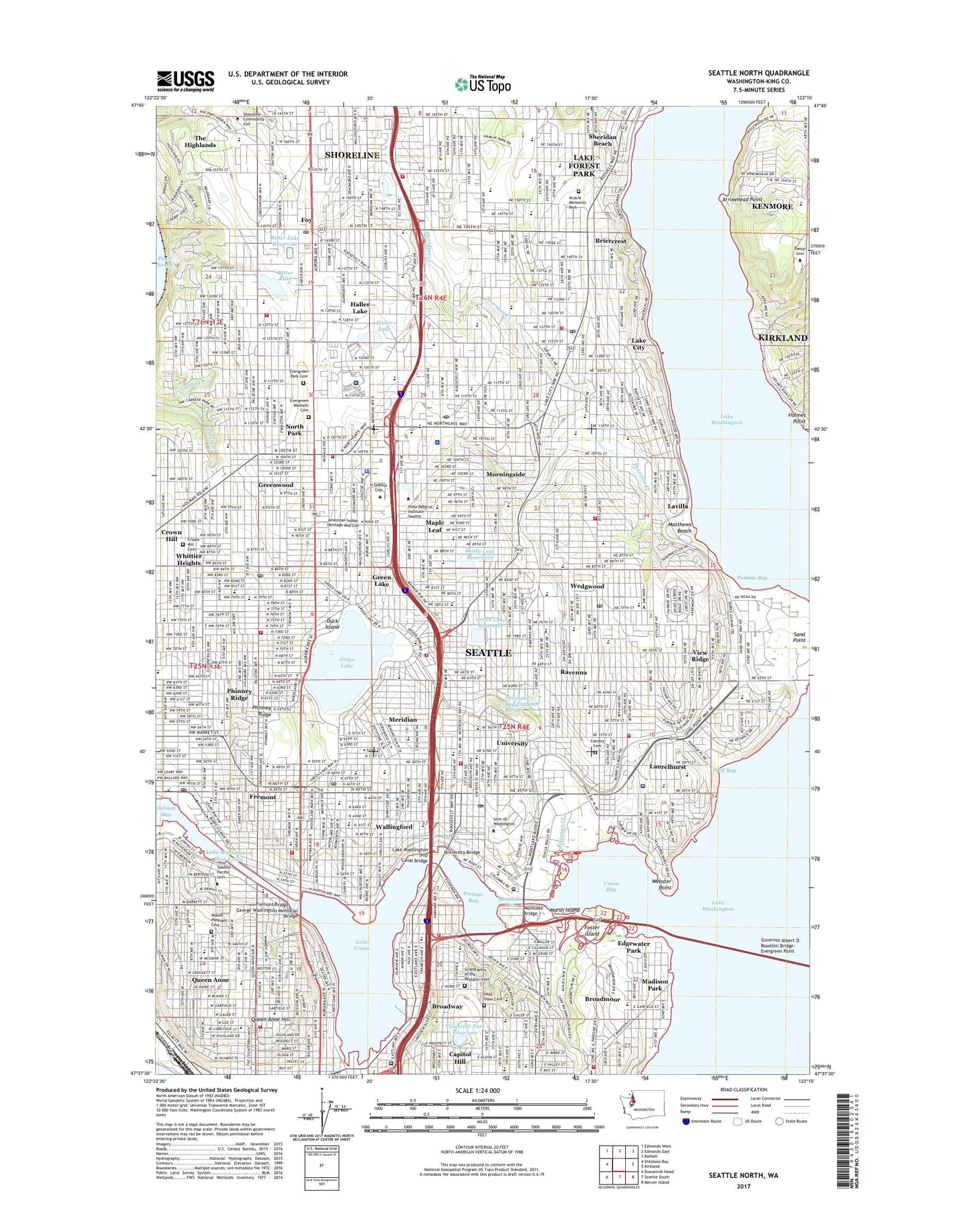 Seattle North Washington US Topo Map Image