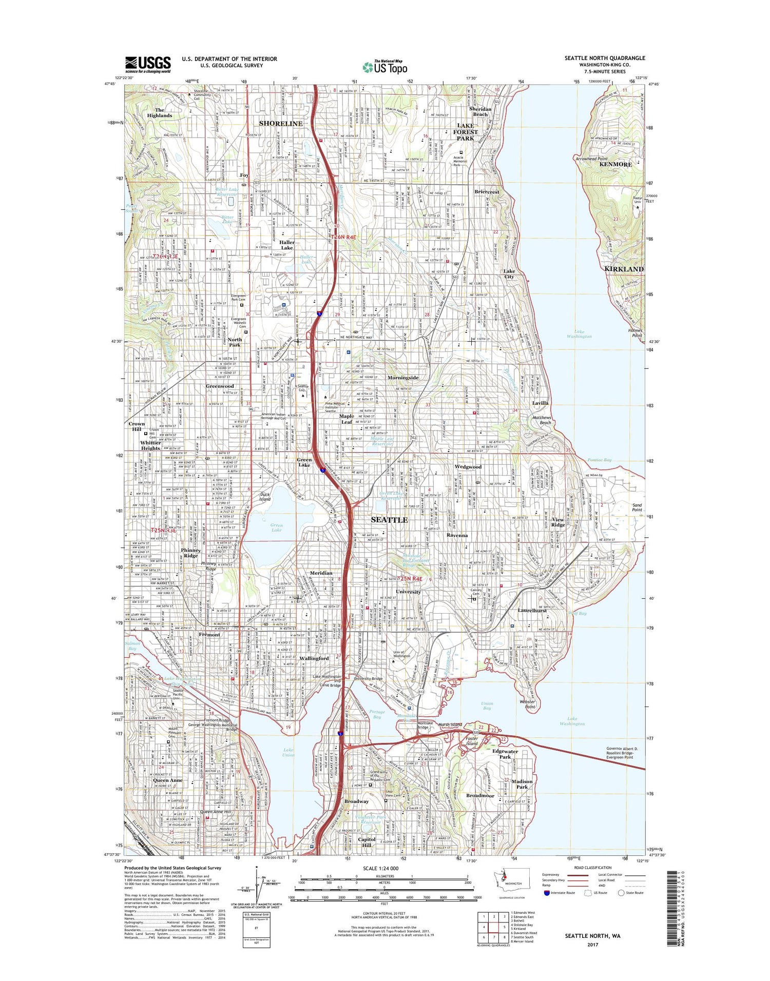 Seattle North Washington US Topo Map Image