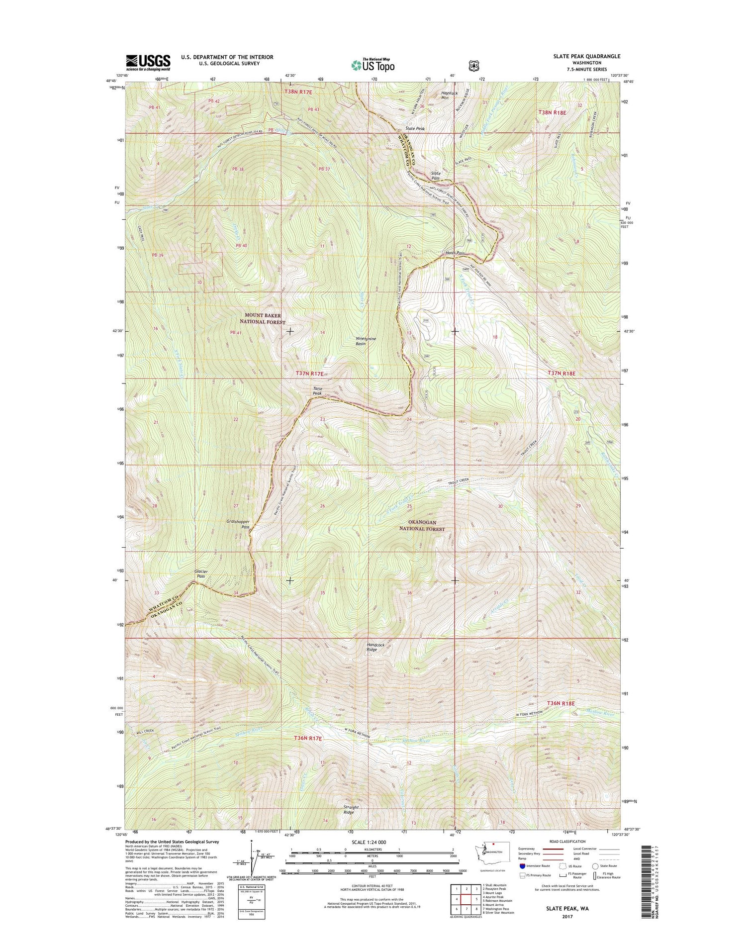 Slate Peak Washington US Topo Map Image