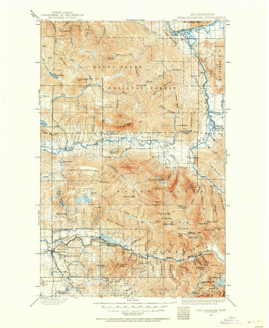 Historic 1899 Stillaguamism Washington 30'x30' Topo Map Image