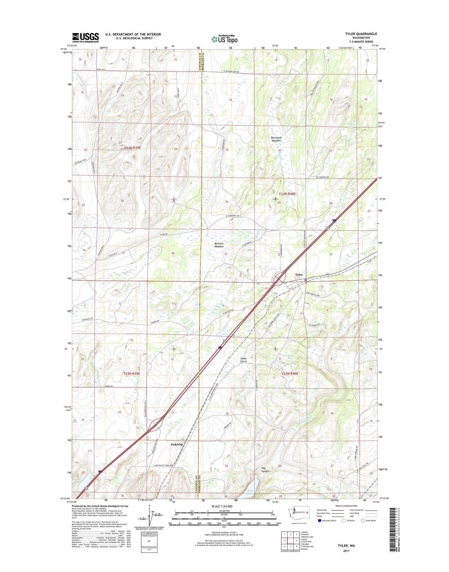 Tyler Washington US Topo Map Image