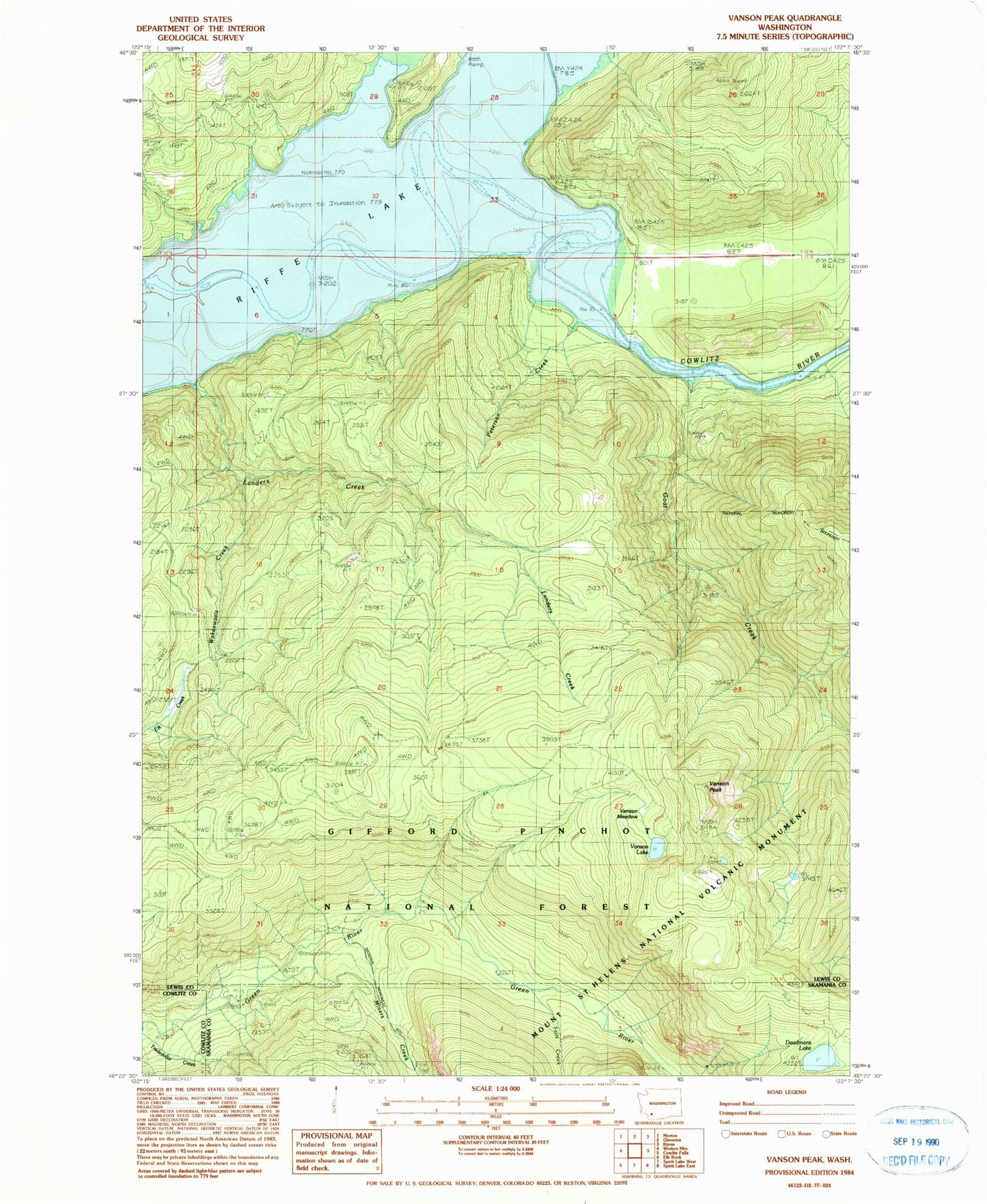 Classic USGS Vanson Peak Washington 7.5'x7.5' Topo Map Image