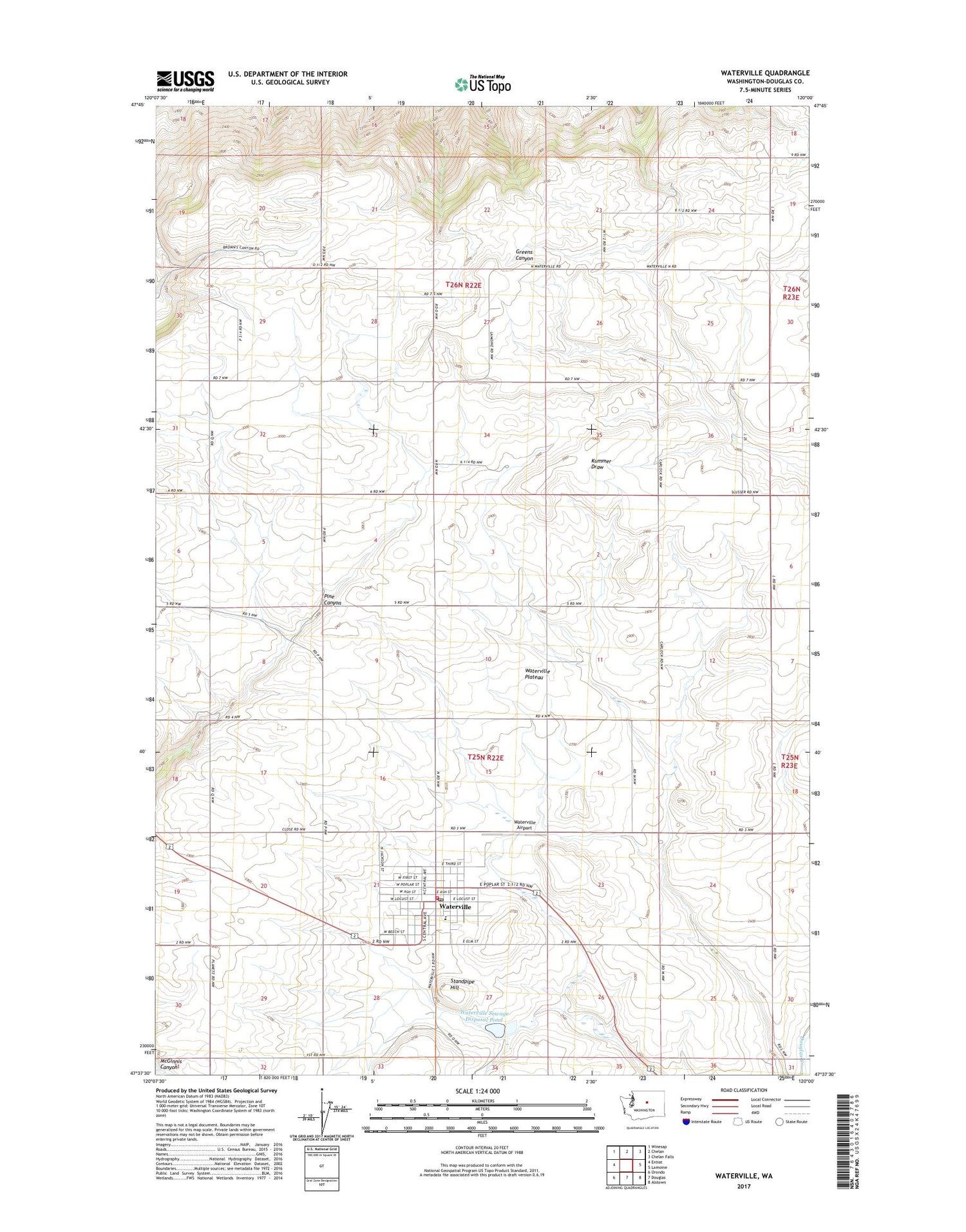 Waterville Washington US Topo Map Image