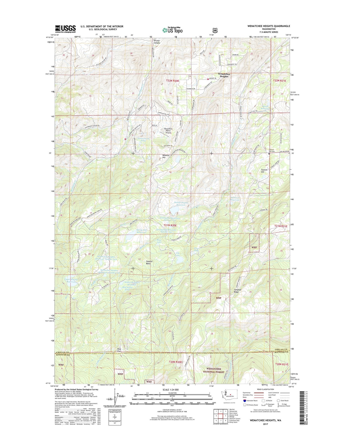 Wenatchee Heights Washington US Topo Map Image
