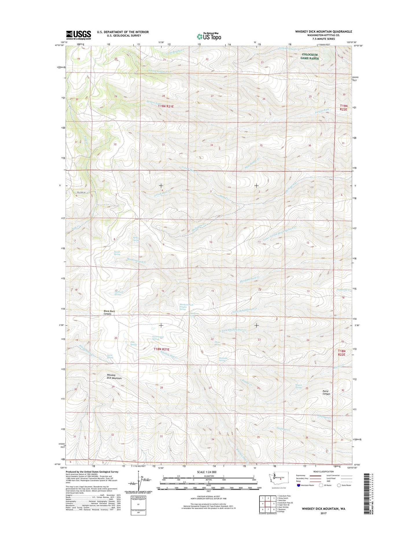 Whiskey Dick Mountain Washington US Topo Map Image