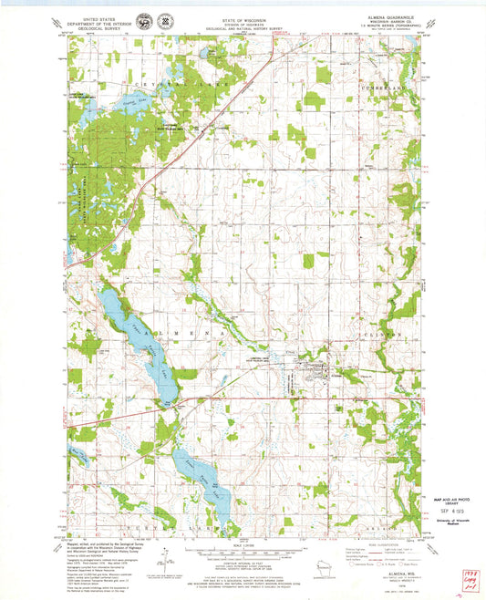 Classic USGS Almena Wisconsin 7.5'x7.5' Topo Map Image