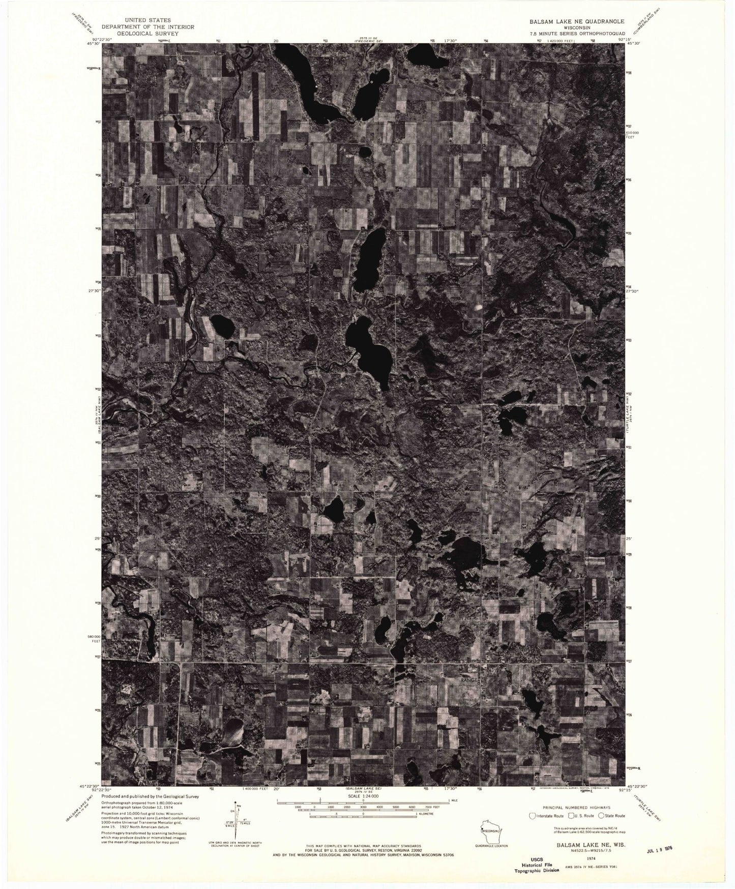 Classic USGS Range Wisconsin 7.5'x7.5' Topo Map Image