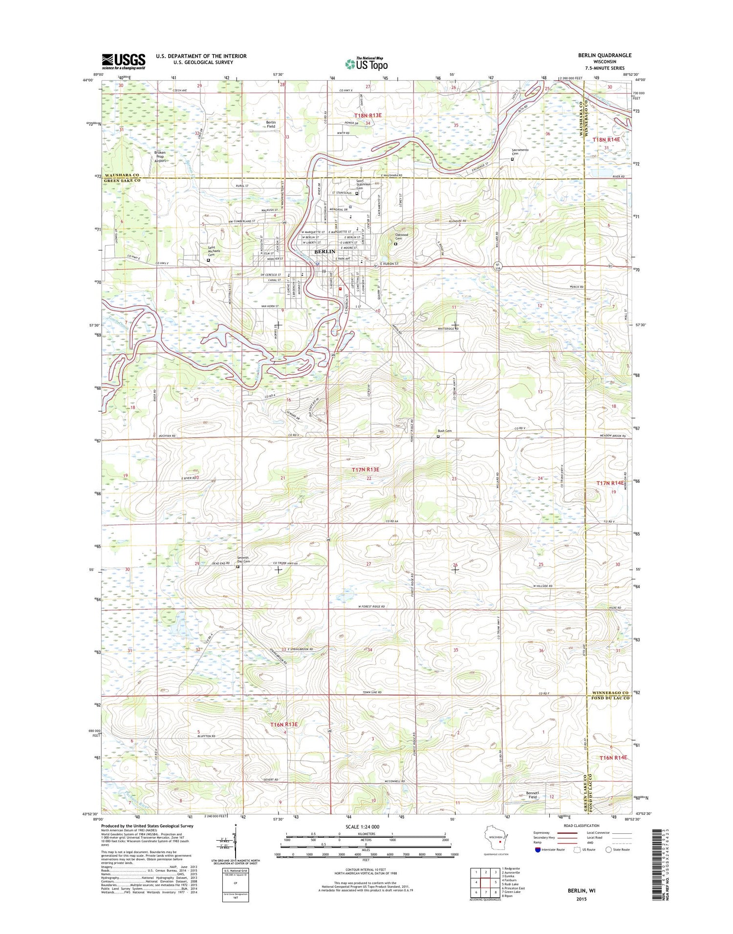 Berlin Wisconsin US Topo Map Image