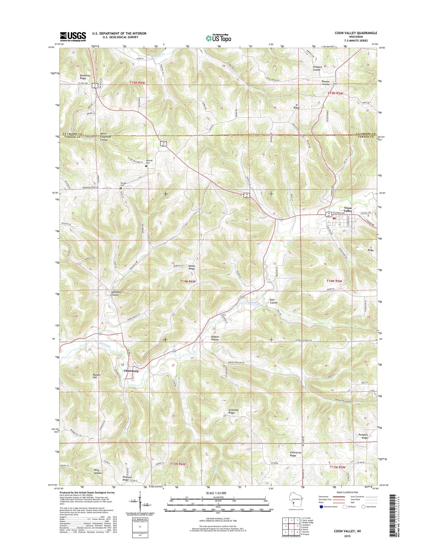 Coon Valley Wisconsin US Topo Map Image