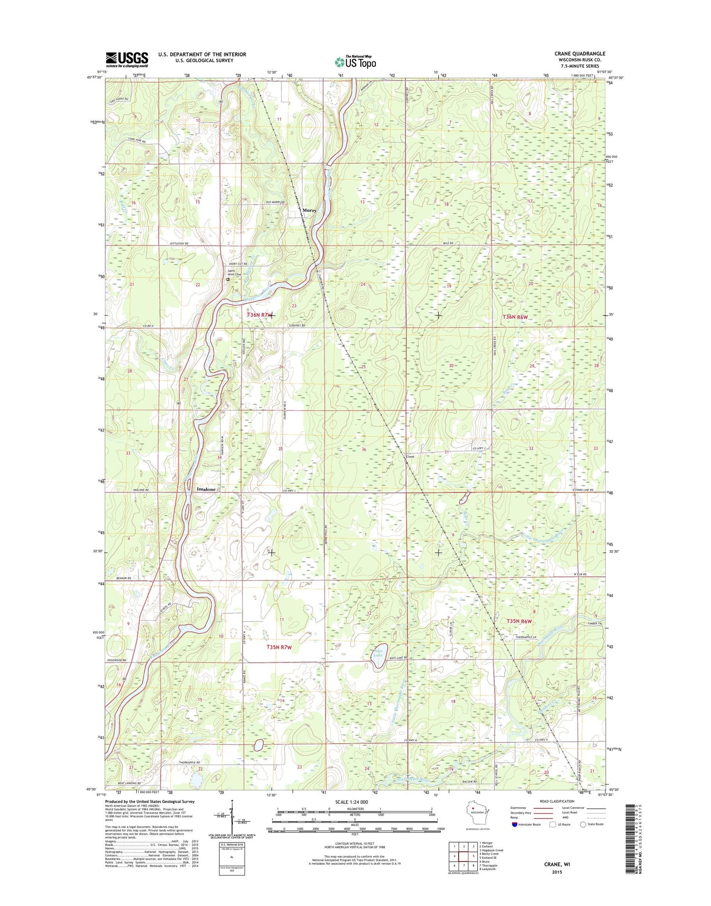 Crane Wisconsin US Topo Map Image