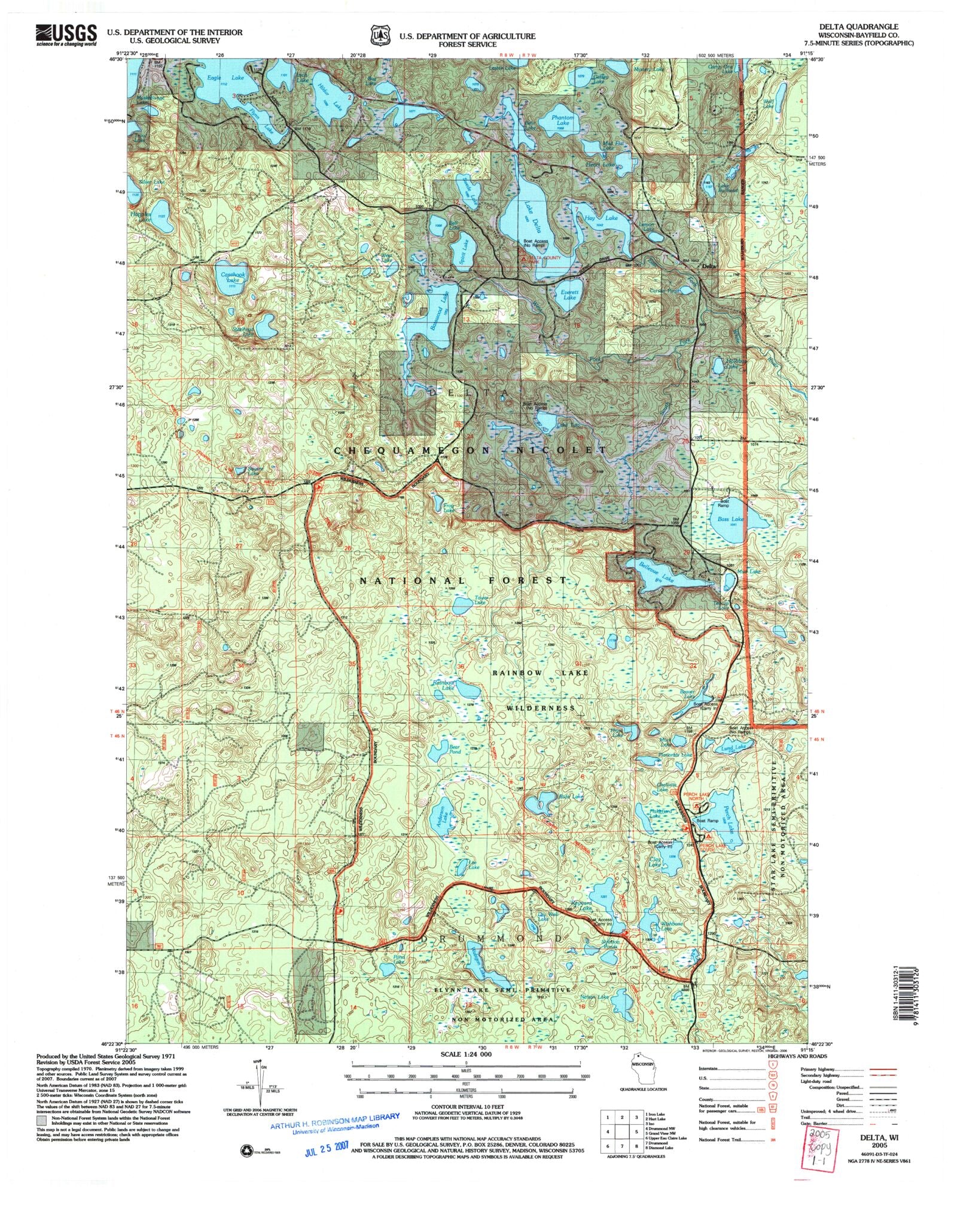 Classic USGS Delta Wisconsin 7.5'x7.5' Topo Map – MyTopo Map Store