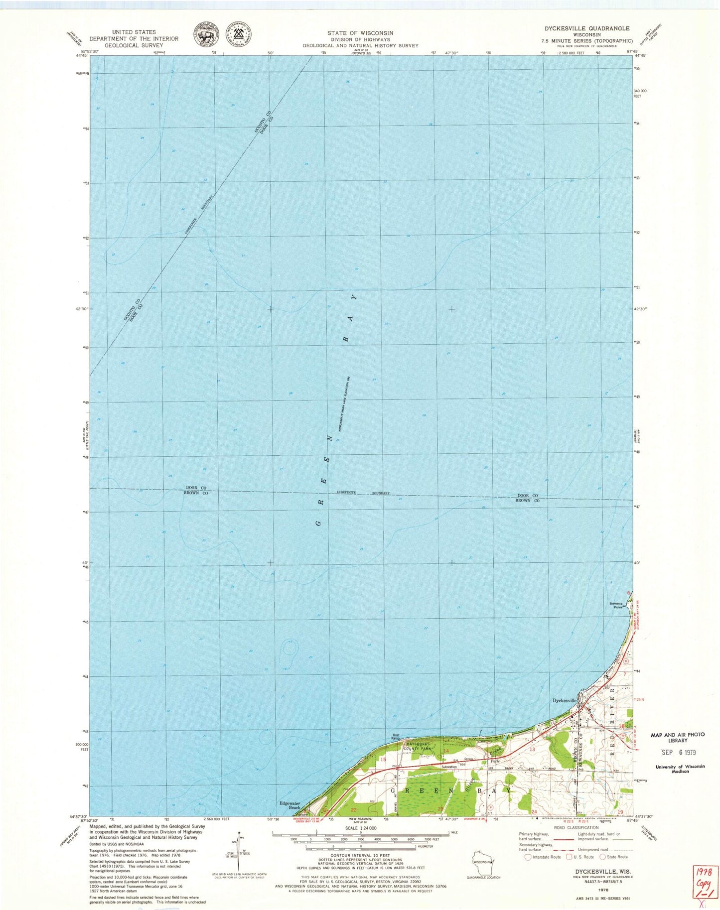 Classic USGS Dyckesville Wisconsin 7.5'x7.5' Topo Map Image