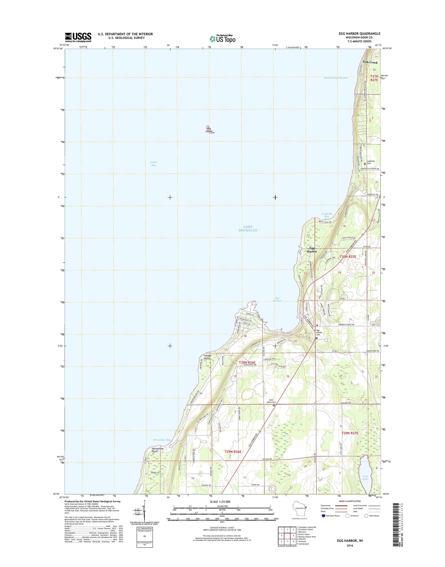 Egg Harbor Wisconsin US Topo Map Image
