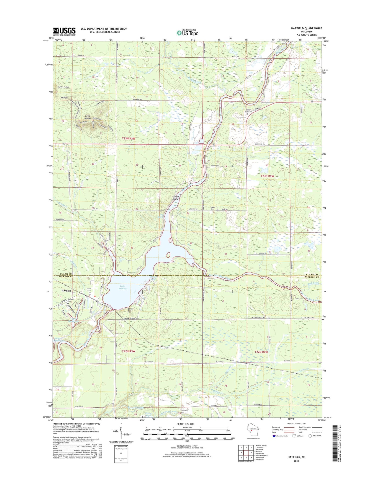 Hatfield Wisconsin US Topo Map Image