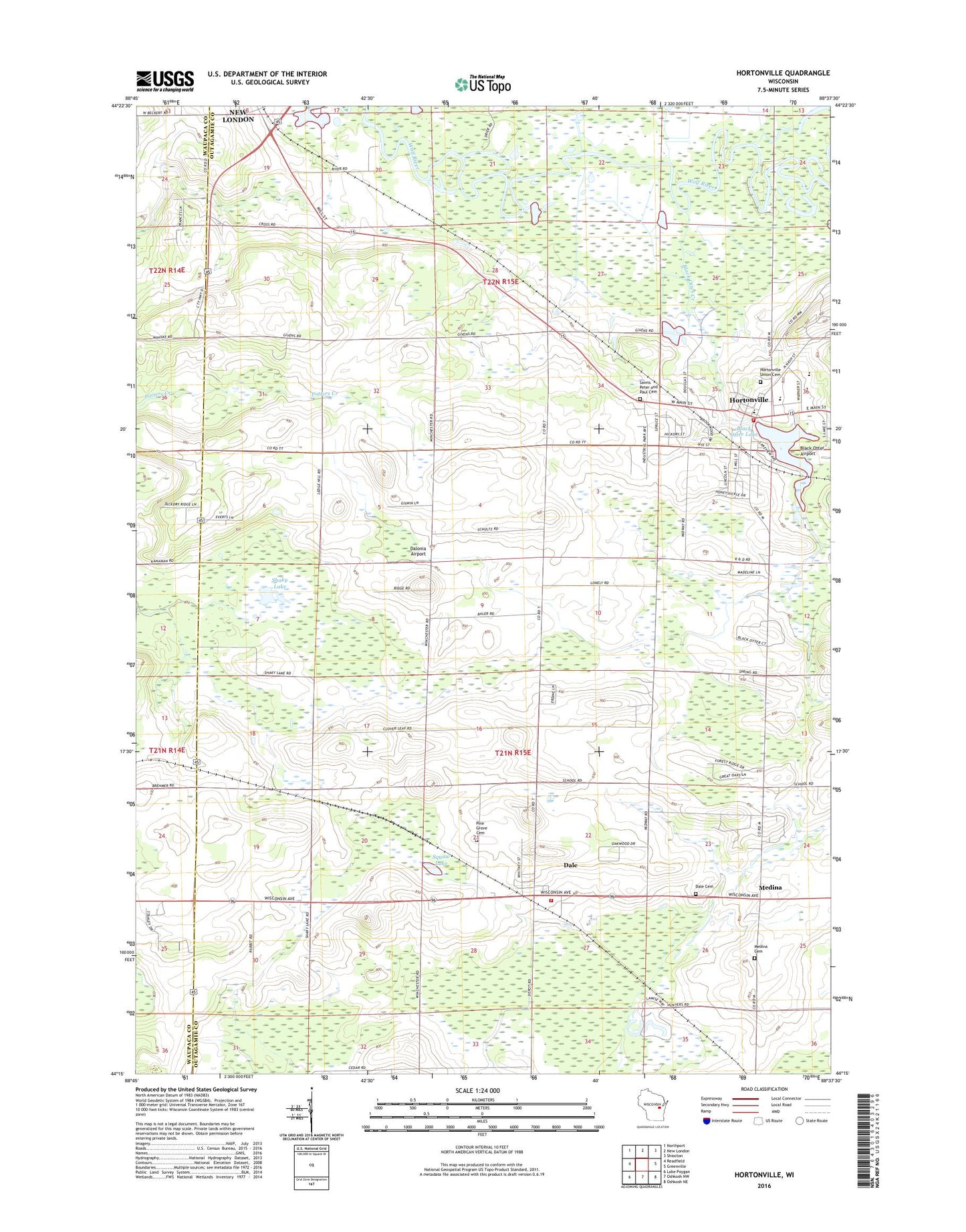Hortonville Wisconsin US Topo Map Image