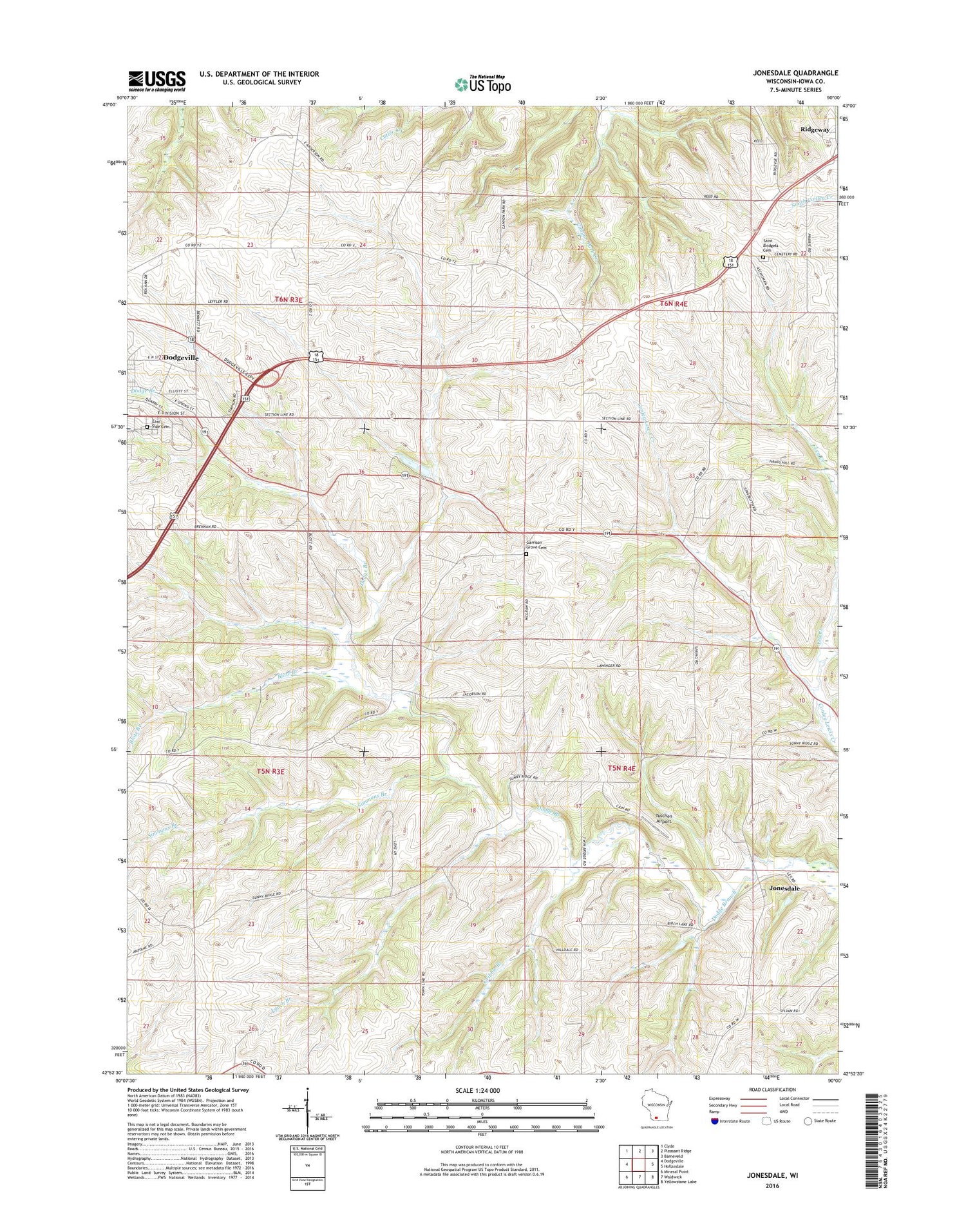 Jonesdale Wisconsin US Topo Map Image