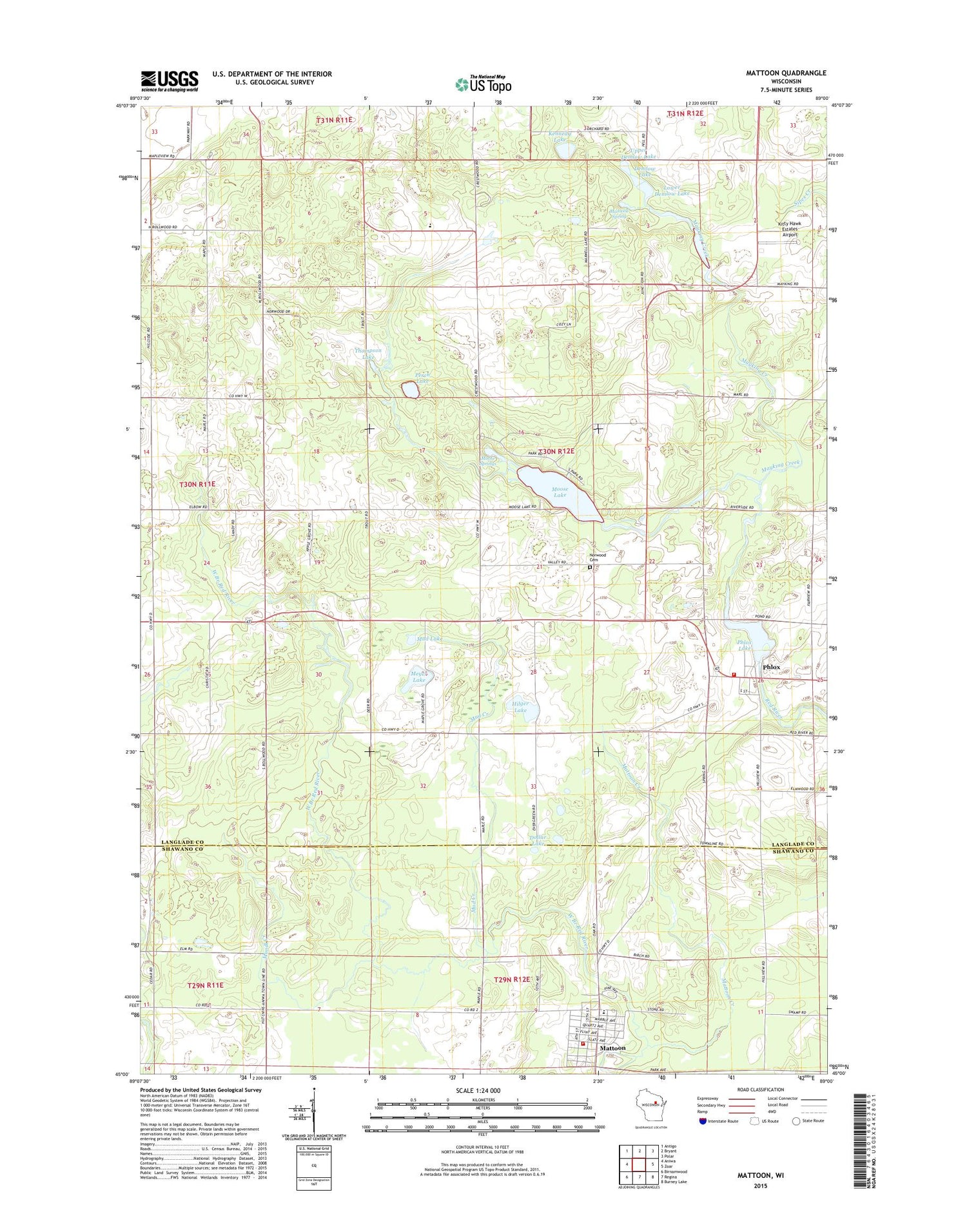 Mattoon Wisconsin US Topo Map Image