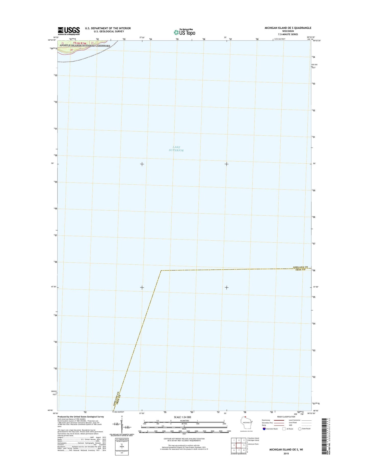 Michigan Island OE S Wisconsin US Topo Map Image