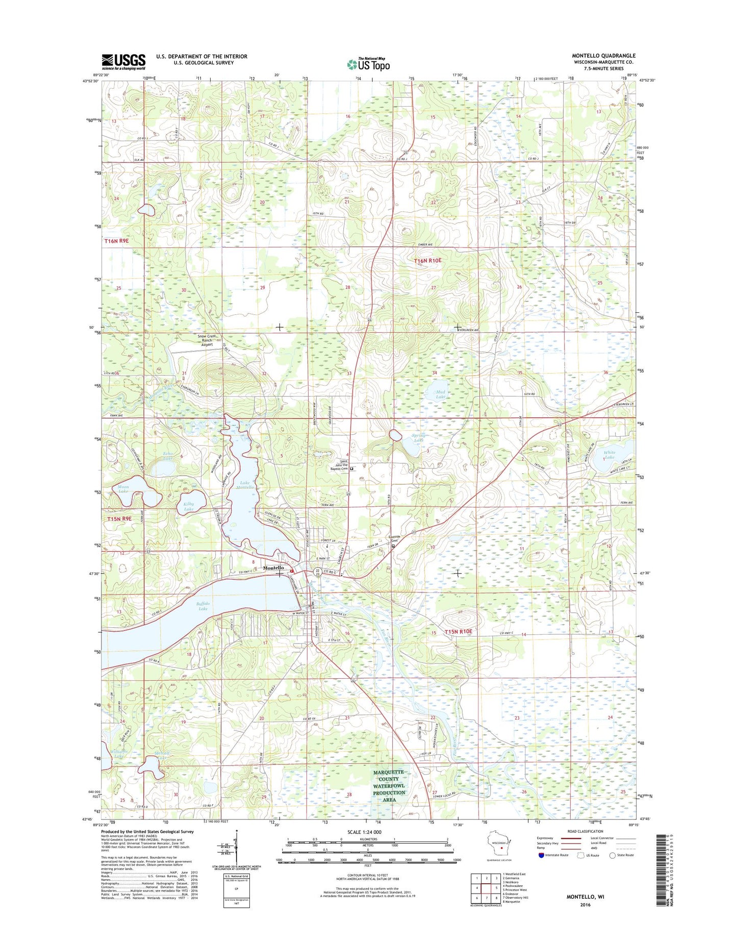 Montello Wisconsin US Topo Map Image