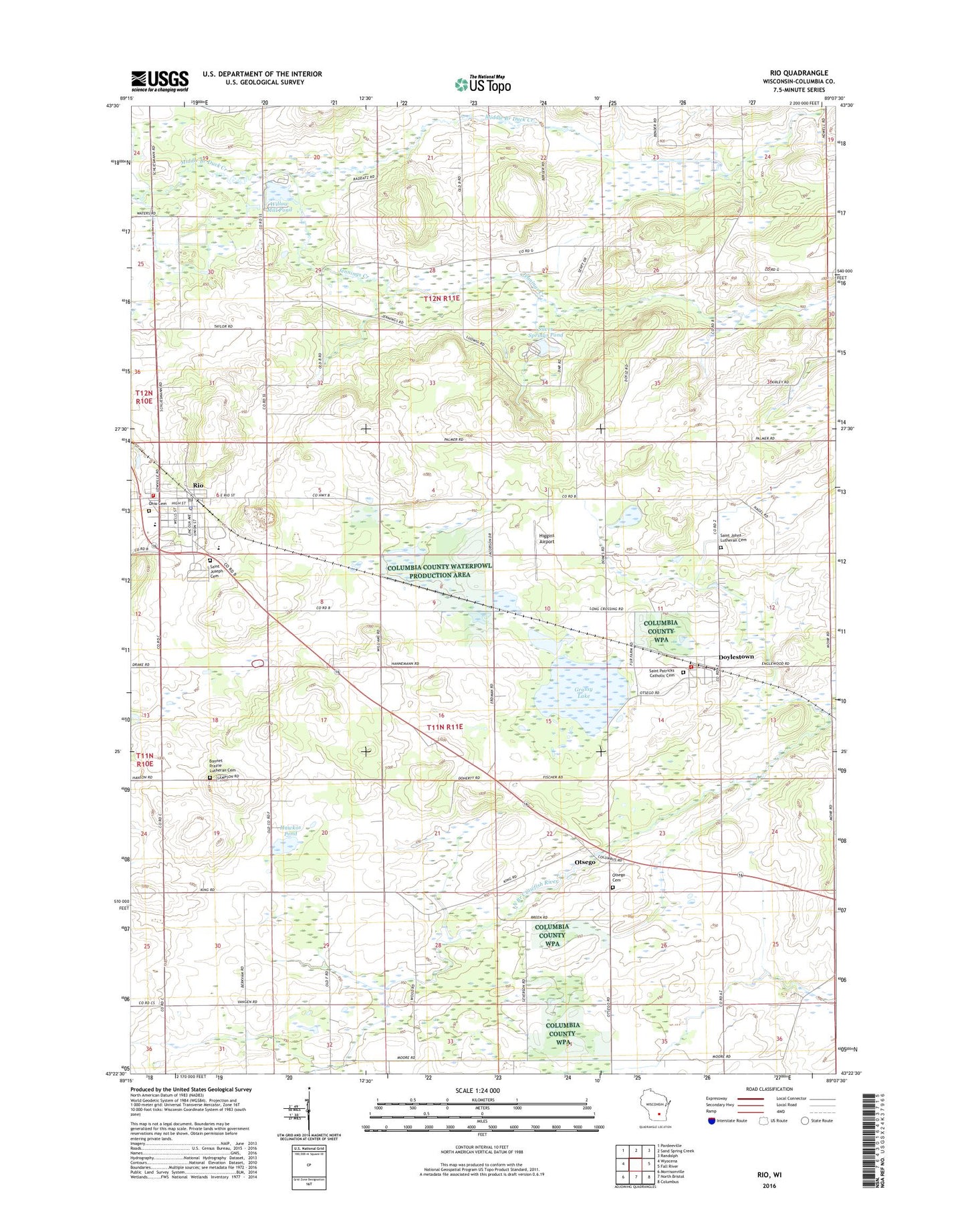 Rio Wisconsin US Topo Map Image