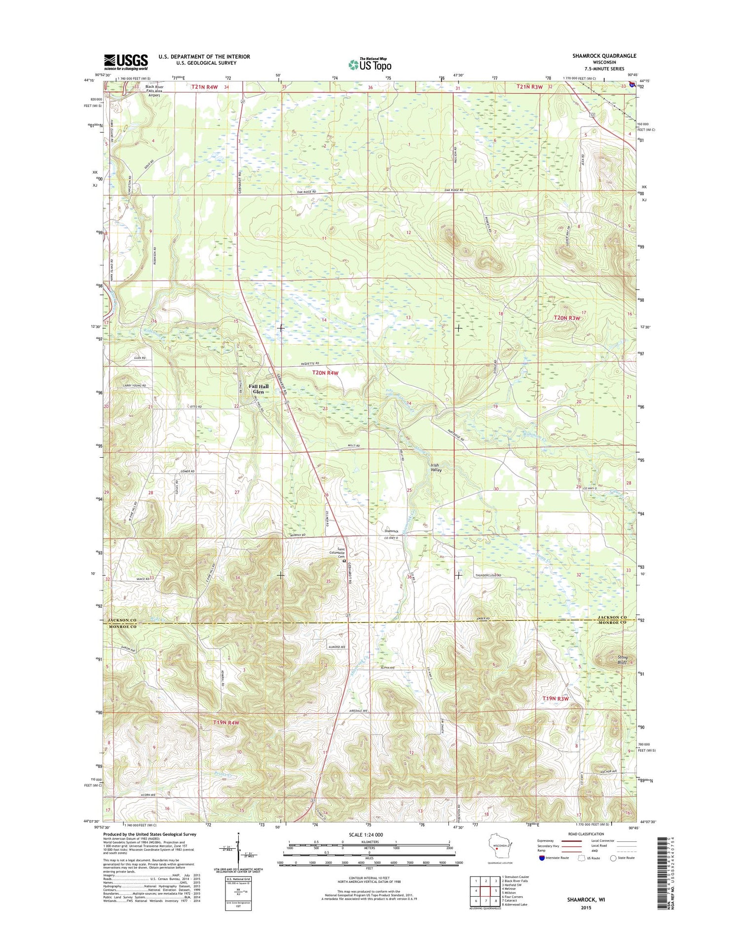 Shamrock Wisconsin US Topo Map Image