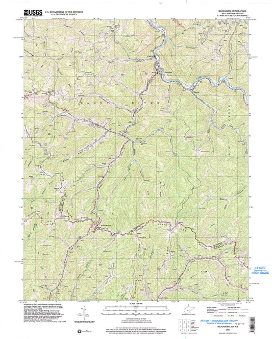 Classic USGS Bradshaw West Virginia 7.5'x7.5' Topo Map Image