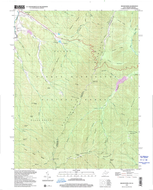 Classic USGS Brandywine West Virginia 7.5'x7.5' Topo Map Image