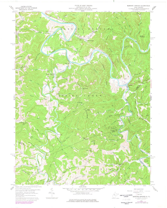 Classic USGS Burning Springs West Virginia 7.5'x7.5' Topo Map Image