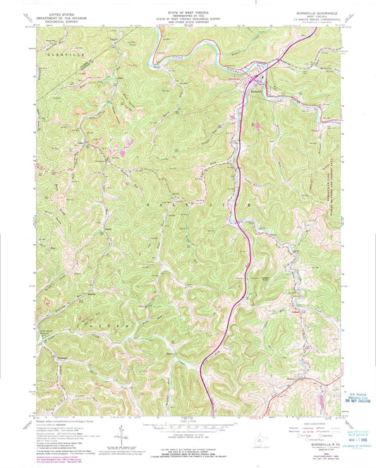 Classic USGS Burnsville West Virginia 7.5'x7.5' Topo Map Image