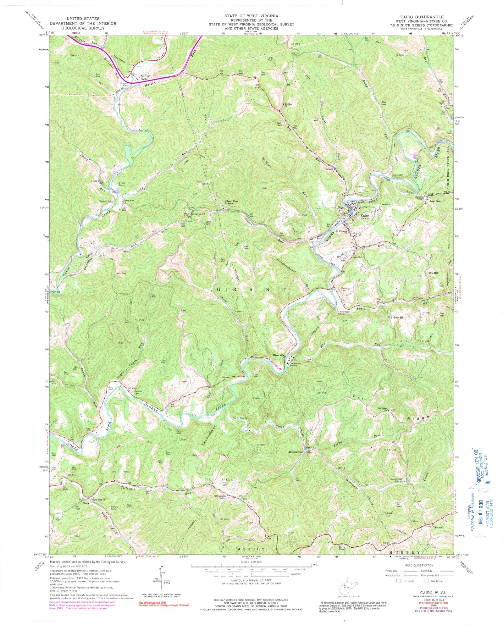 Classic USGS Cairo West Virginia 7.5'x7.5' Topo Map MyTopo Map Store