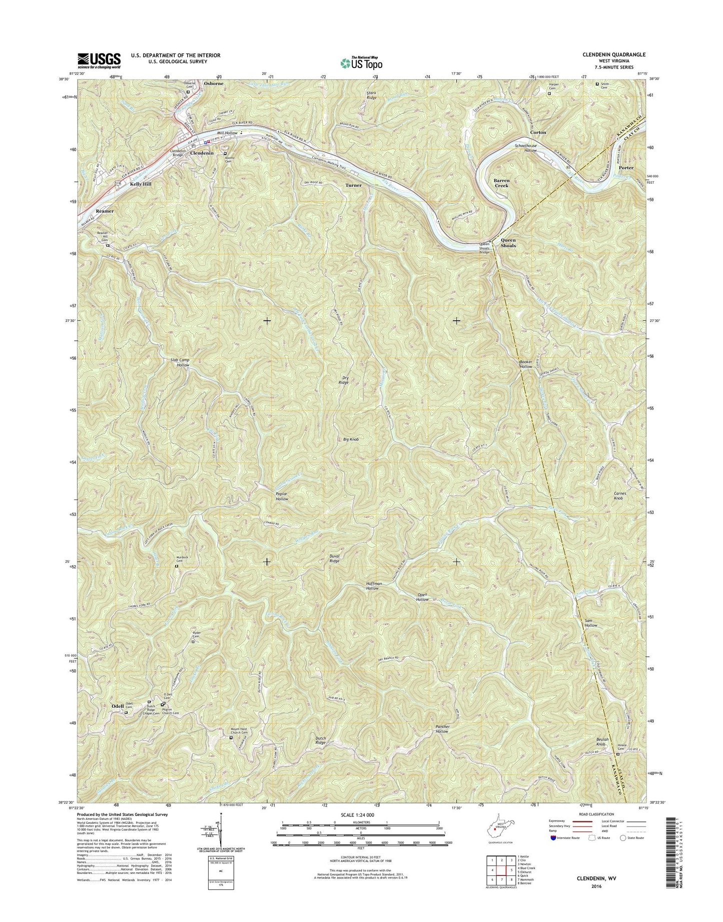 Clendenin West Virginia US Topo Map Image