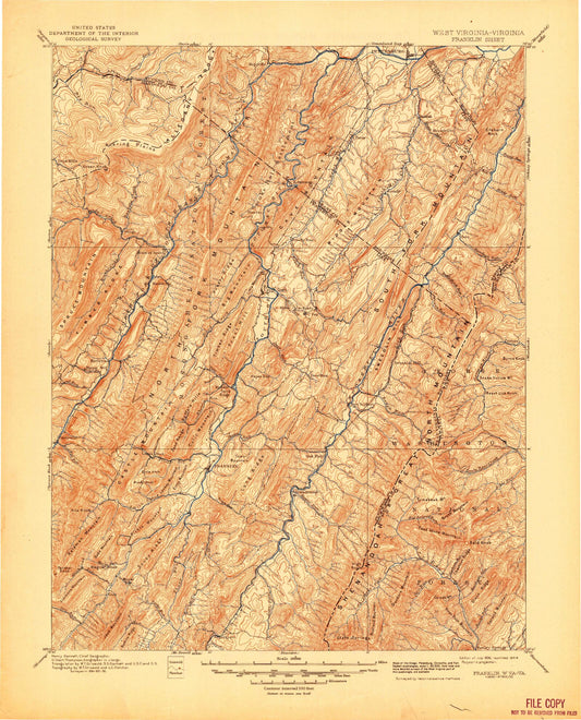 Historic 1896 Franklin West Virginia 30'x30' Topo Map Image