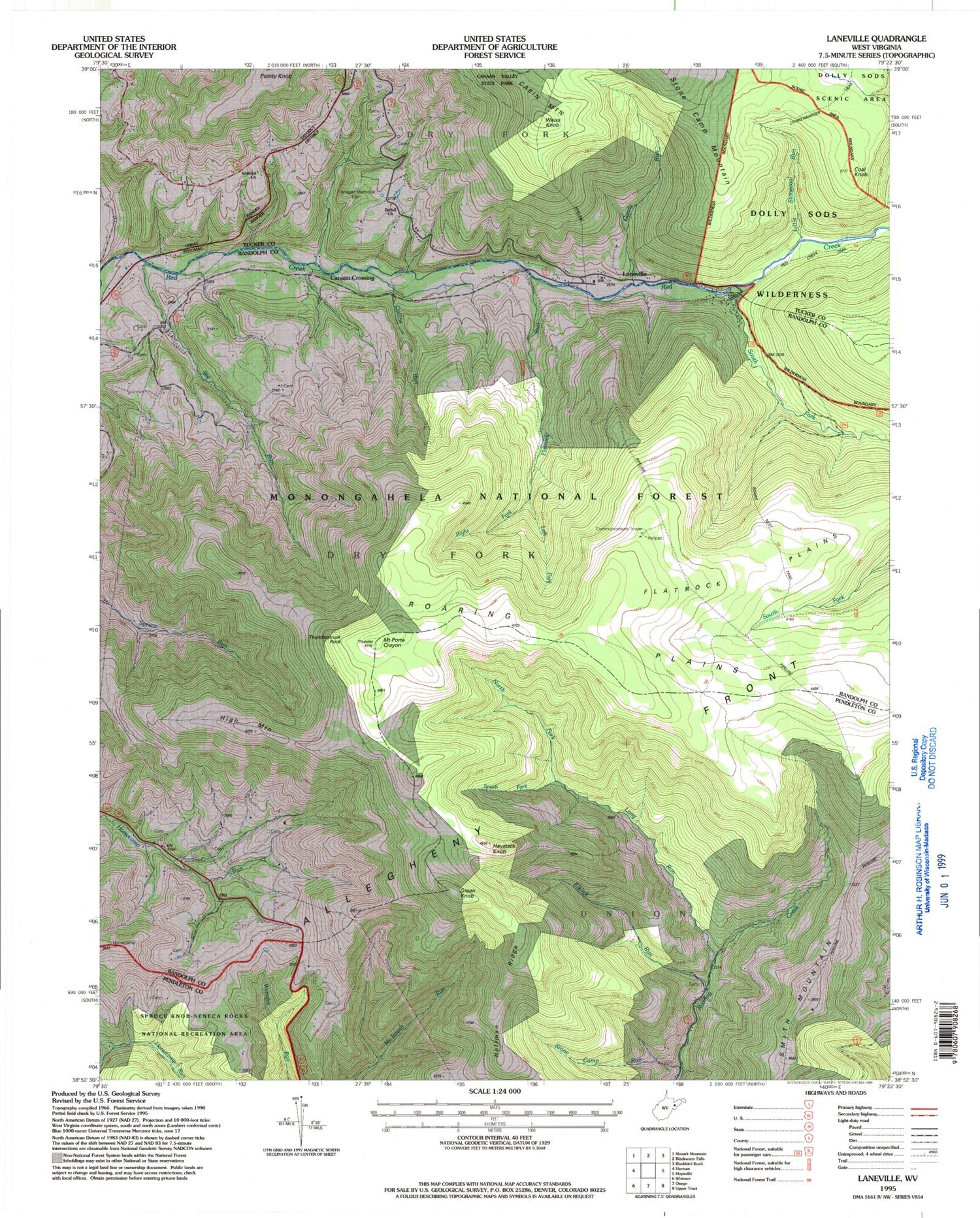 Classic USGS Laneville West Virginia 7.5'x7.5' Topo Map Image