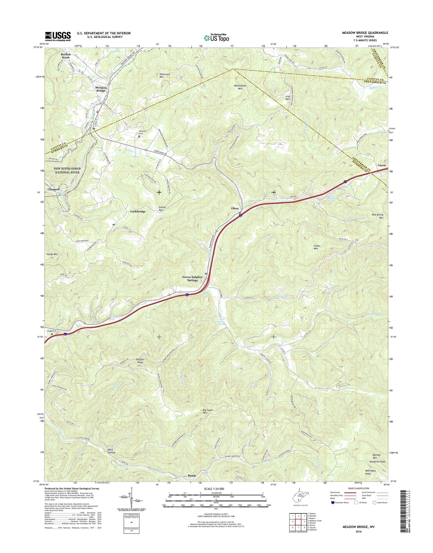 Meadow Bridge West Virginia US Topo Map Image