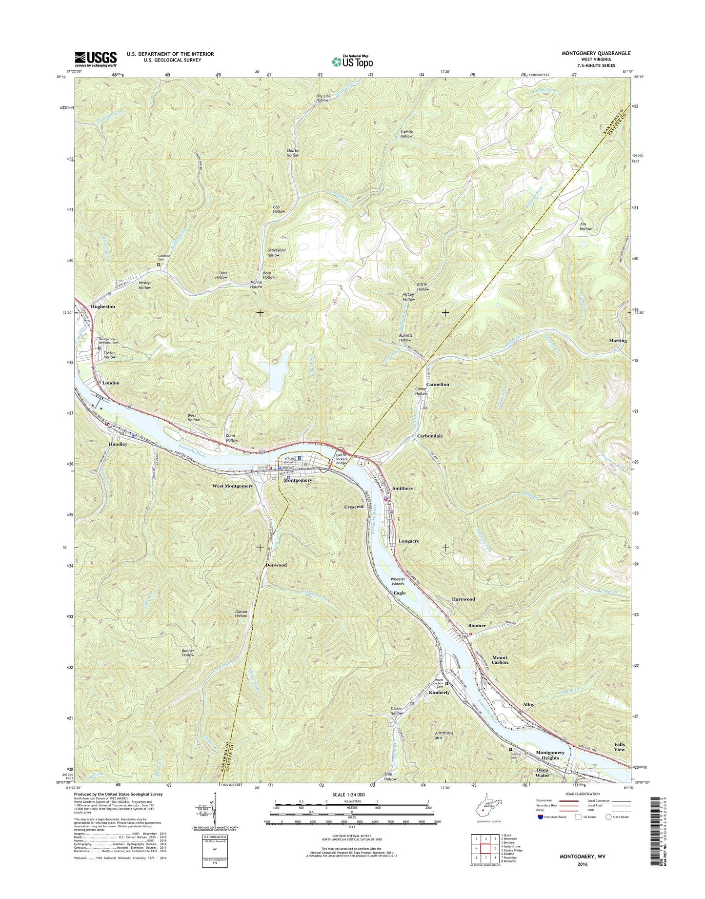 Montgomery West Virginia US Topo Map Image