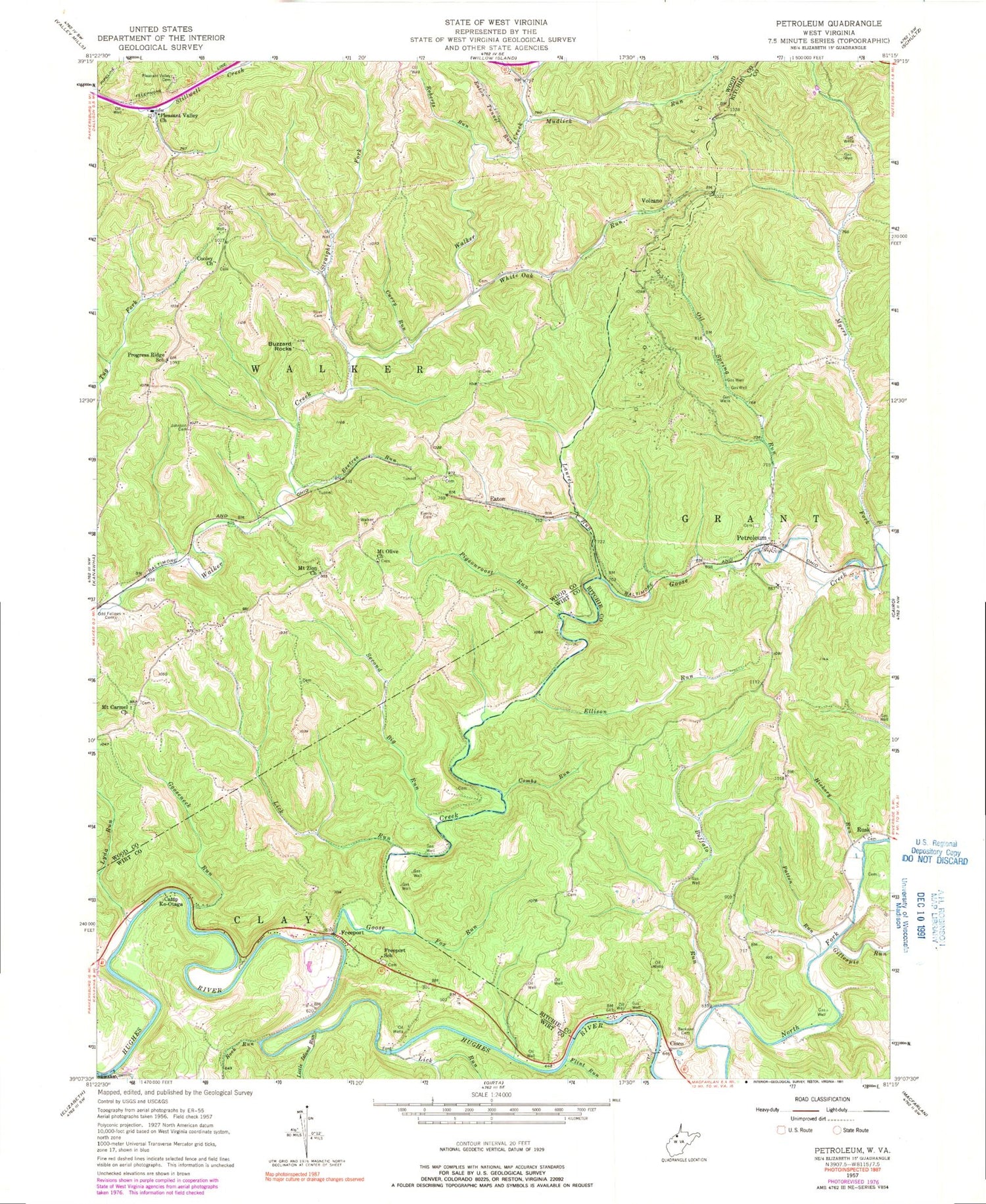 Classic USGS Petroleum West Virginia 7.5'x7.5' Topo Map Image