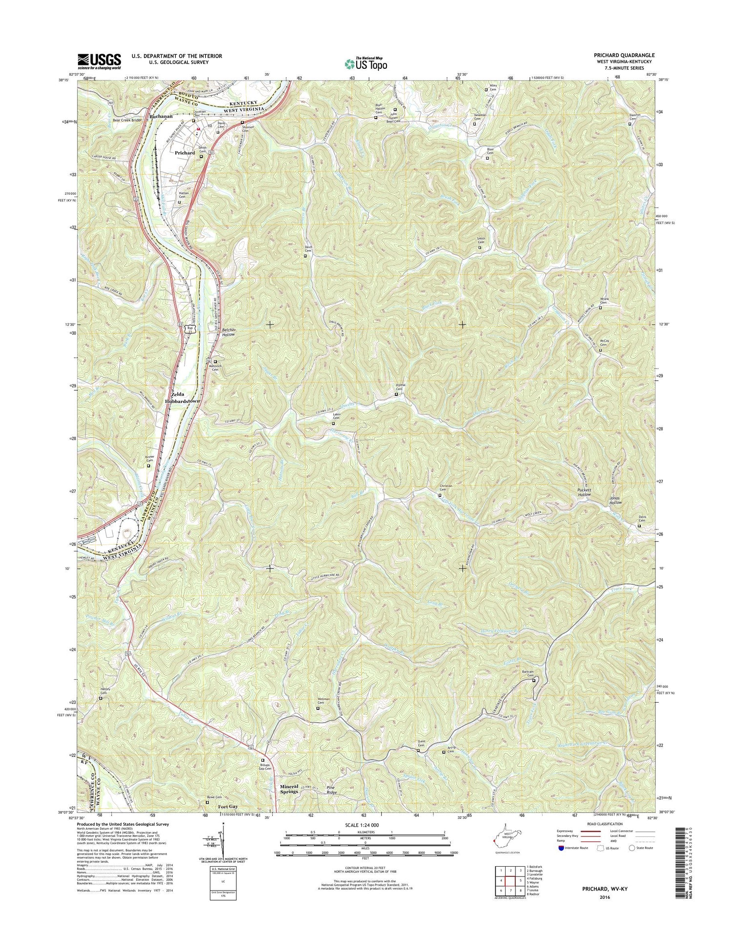 Prichard West Virginia US Topo Map Image