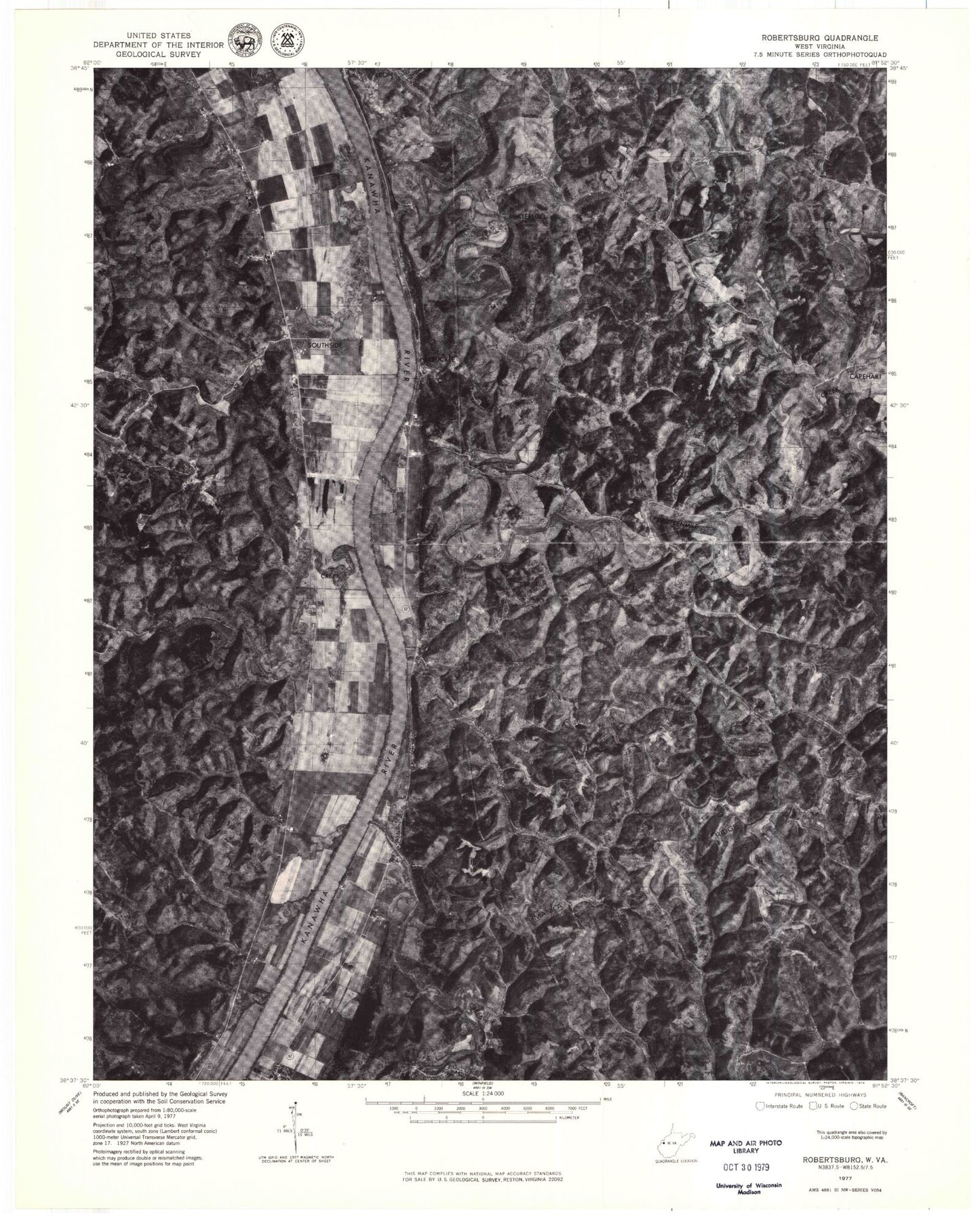 Classic USGS Robertsburg West Virginia 7.5'x7.5' Topo Map Image