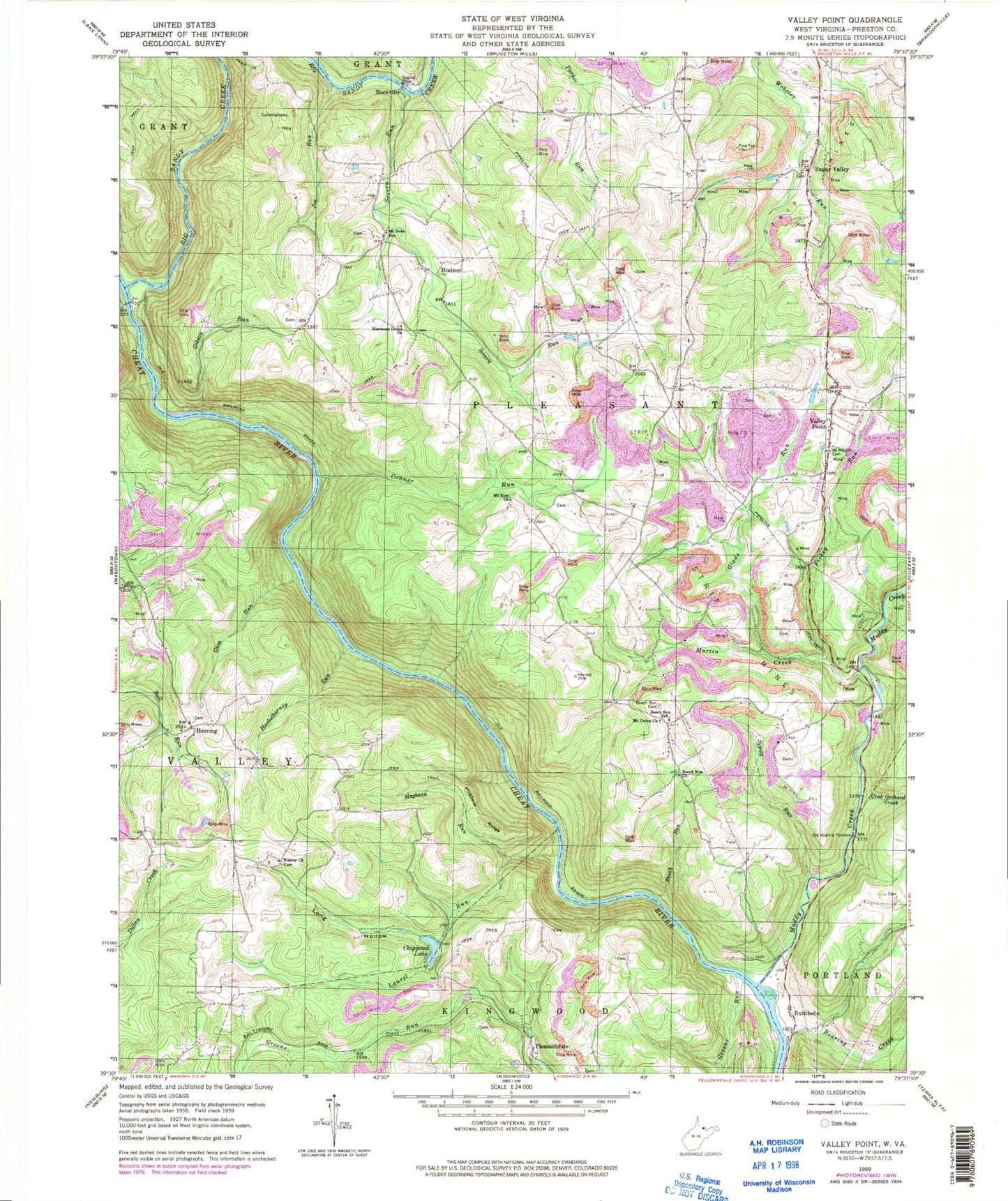 Classic USGS Valley Point West Virginia 7.5'x7.5' Topo Map Image
