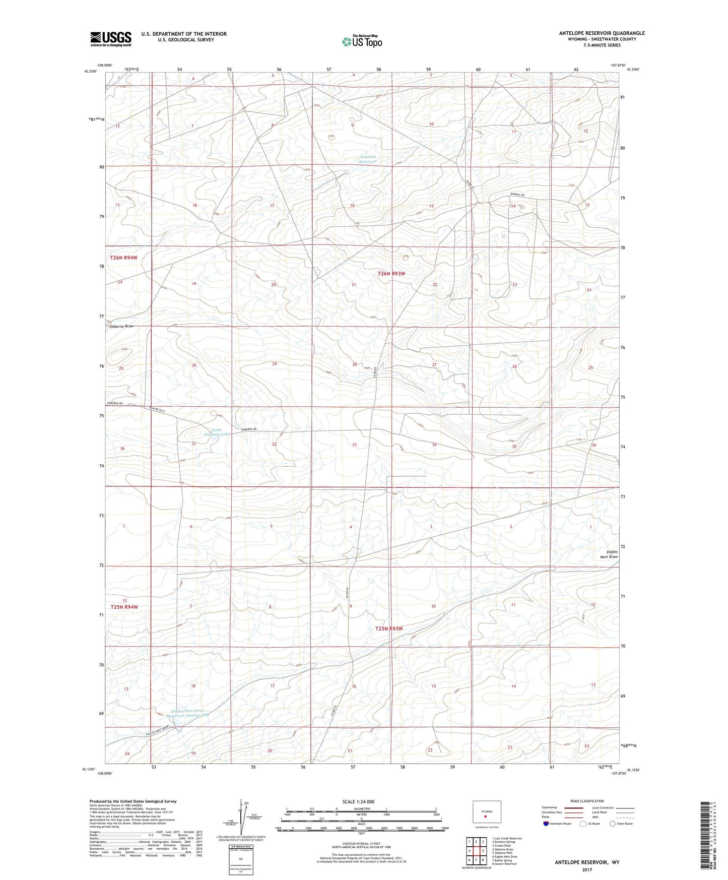 Antelope Reservoir Wyoming US Topo Map Image