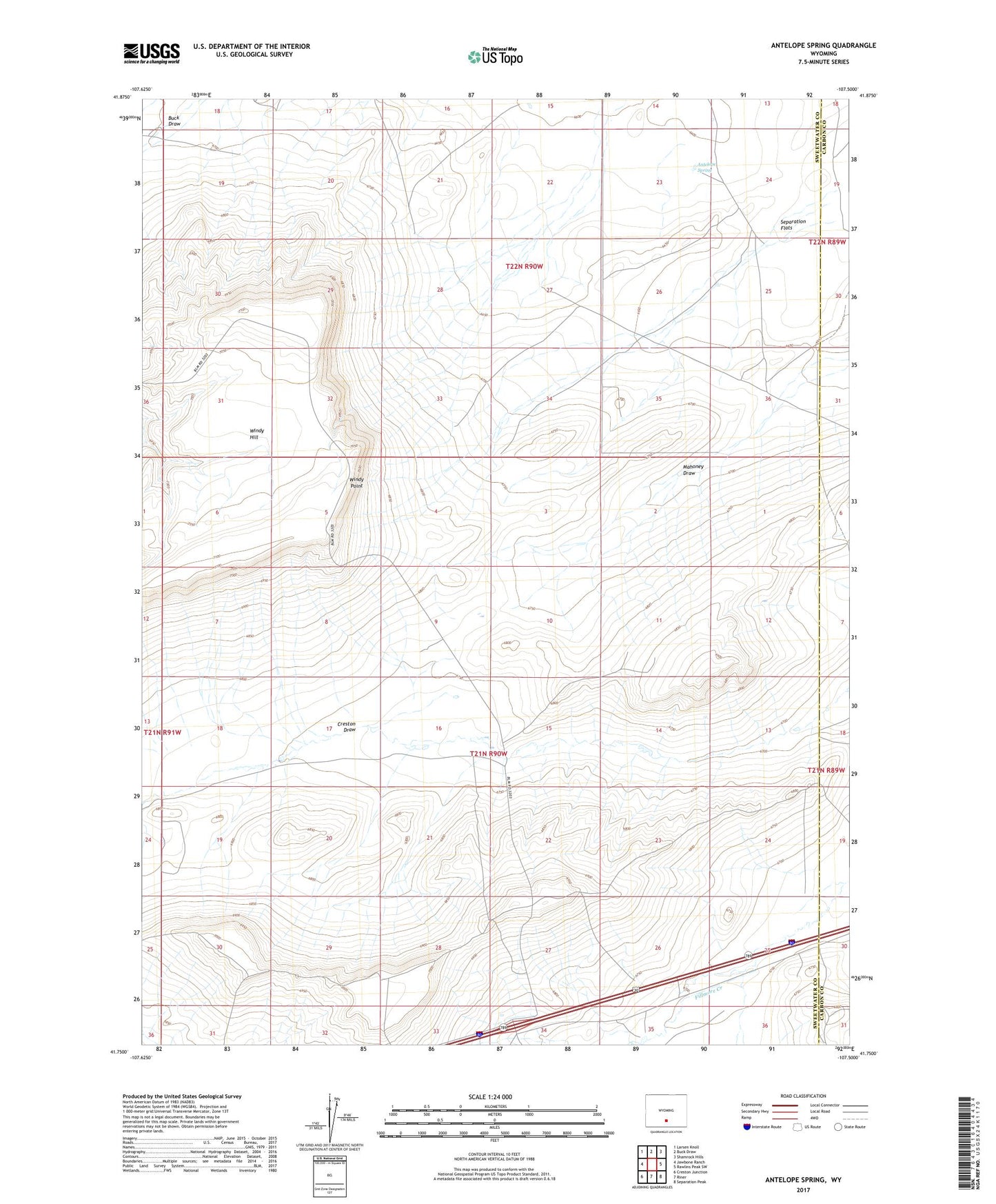 Antelope Spring Wyoming US Topo Map Image