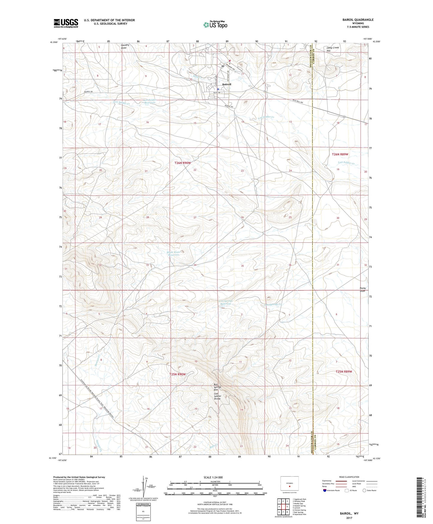 Bairoil Wyoming US Topo Map Image