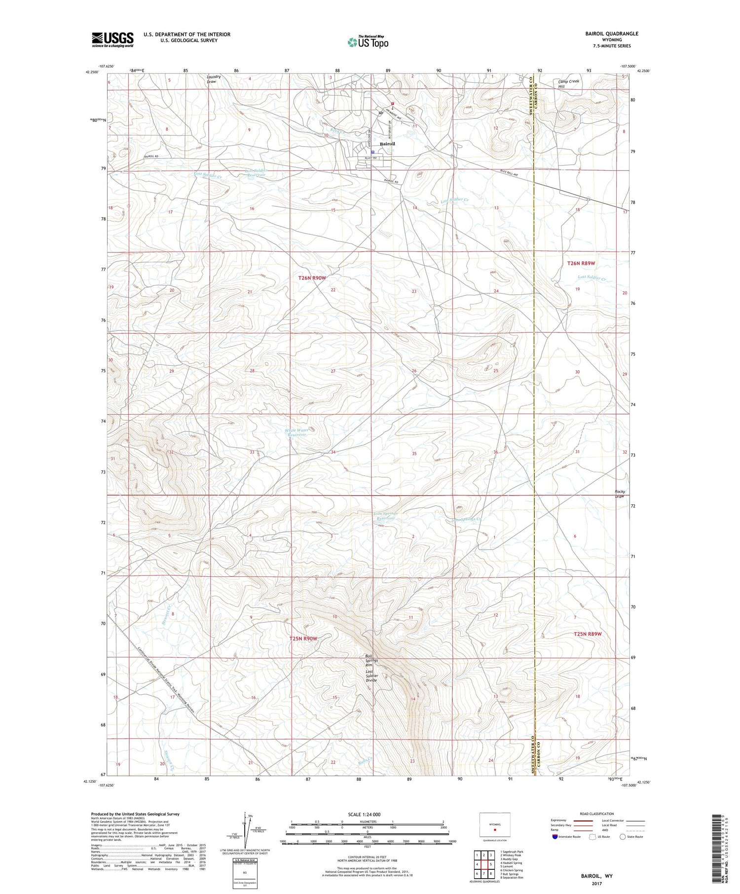 Bairoil Wyoming US Topo Map Image