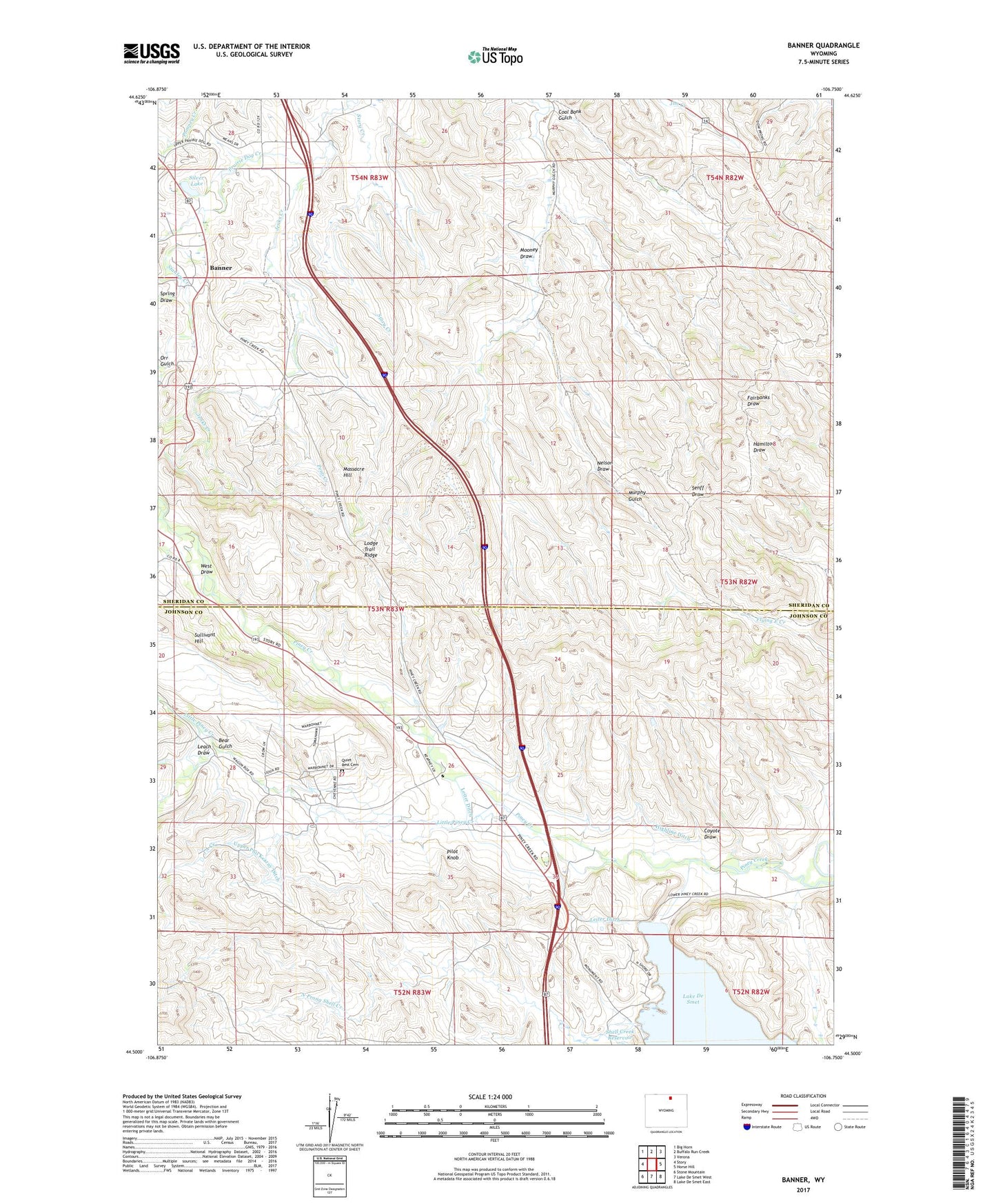Banner Wyoming US Topo Map Image