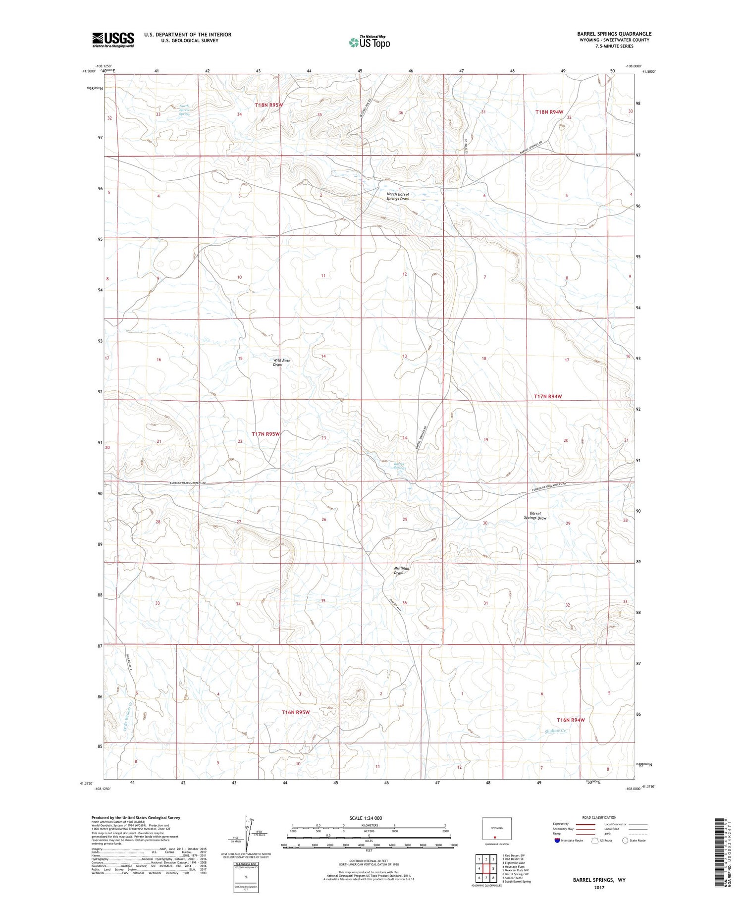 Barrel Springs Wyoming US Topo Map Image