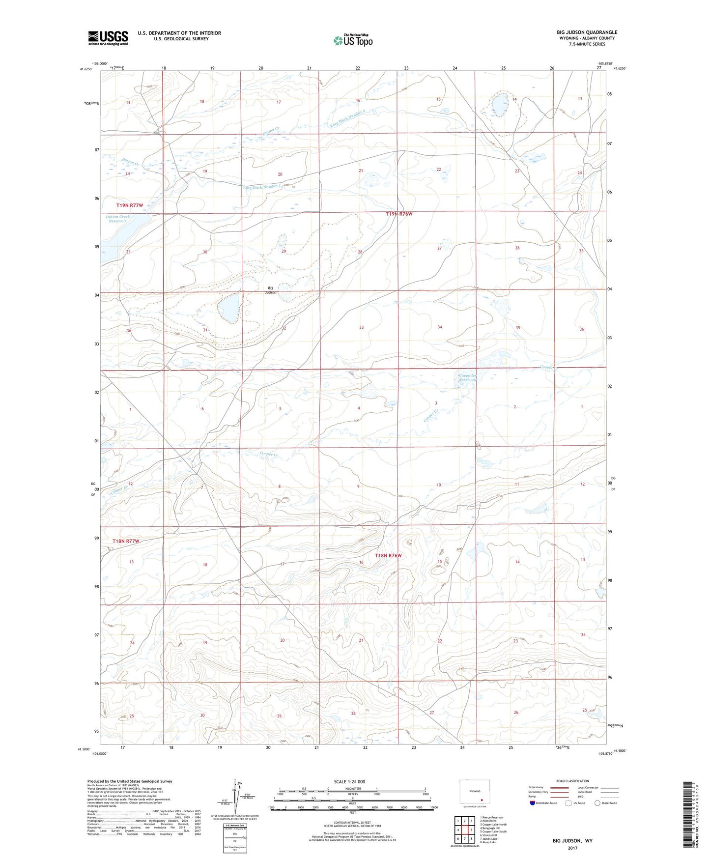 Big Judson Wyoming US Topo Map Image